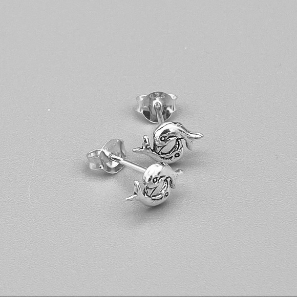 Sterling Silver Dolphins Earrings, Silver Earrings - Picture 3 of 5